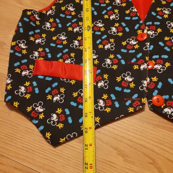 Vtg 90s Disney Mickey Mouse Red Black Vest M/L Satin USA Made Unisex - Picture 8 of 8